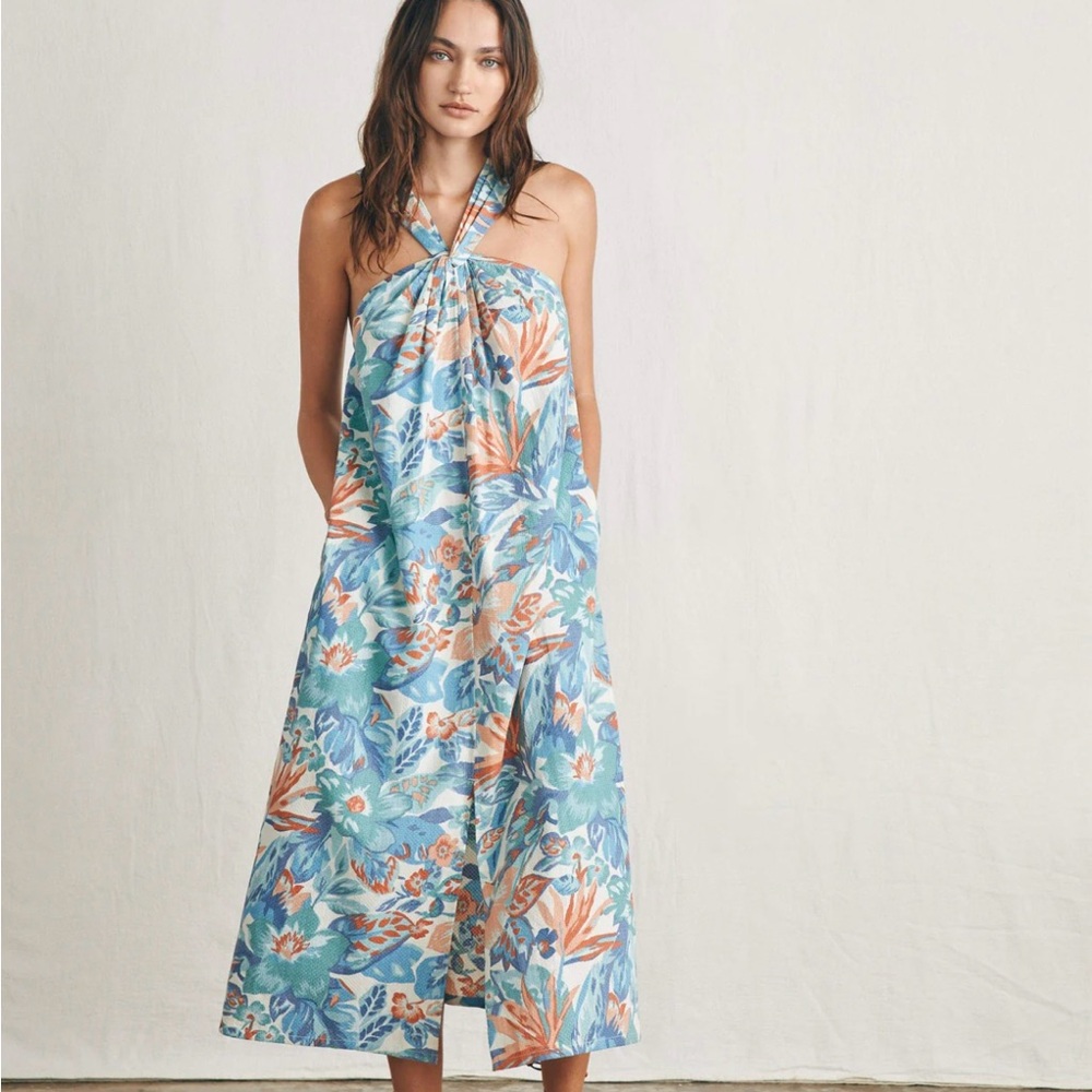 Faherty Organic Cotton Bay Twist Dress - Paradise blossom floral